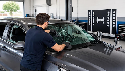Broken car glass window repair
